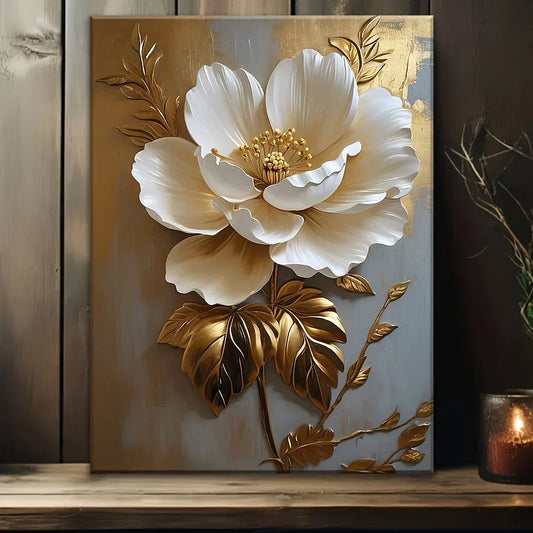 3D Vintage Gold Flower Canvas