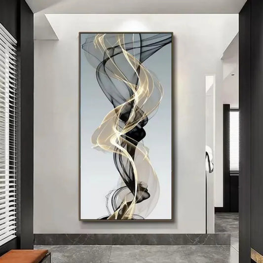 Abstract Floating Black Gold Canvas