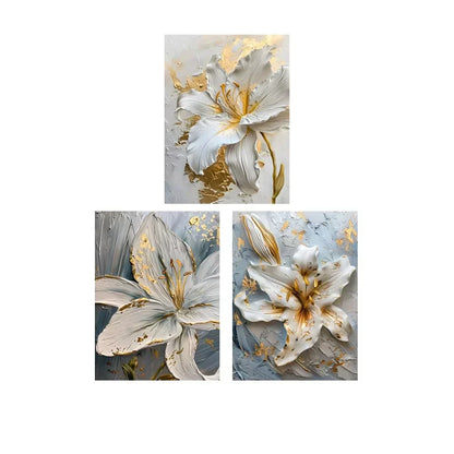 3D Gold and White Flower Canvas