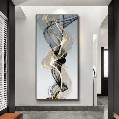 Abstract Floating Black Gold Canvas
